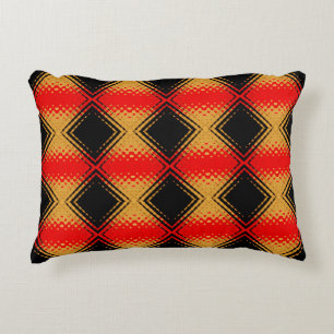 Retro Rustic Red Black Gold Pattern Accent Kussen