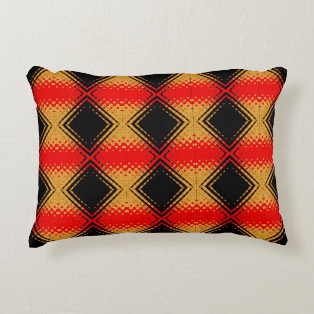 Retro Rustic Red Black Gold Pattern Accent Kussen (Voorkant)