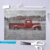  Retro Rustic Red Grey Boerderij Truck Tissuepapier (Craft)