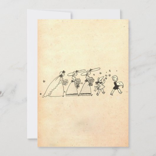  Retro Rustic Romantic Chic 50s Oude bruiloft Kaart (Achterkant)