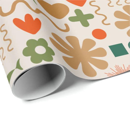 Retro Rustic Scandinavian Kerstpattern Cadeaupapier (Rol Hoek)