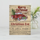 Retro Rustiek Boerderij Rode Vrachtwagen Kerstavon Kaart (Staand voorkant)