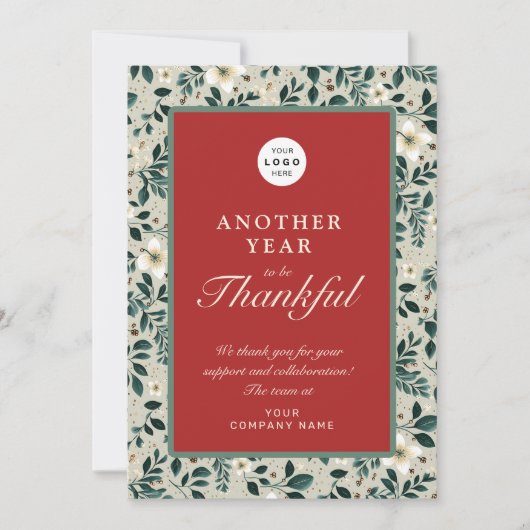 Retro rustiek holly rood groen business logo naam feestdagenkaart (Voorkant)