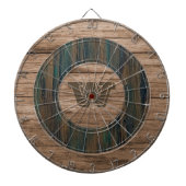 Retro Rustiek Monogrammed Hout Dartbord (Voorkant)