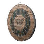 Retro Rustiek Monogrammed Hout Dartbord (Voorkant Rechts)