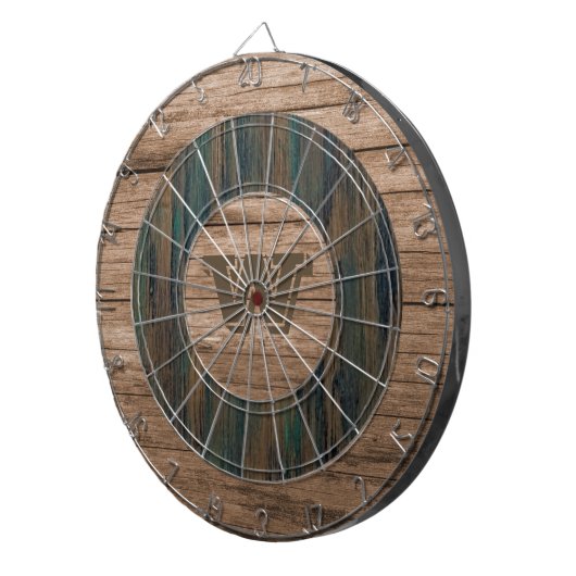 Retro Rustiek Monogrammed Hout Dartbord (Voorkant Rechts)