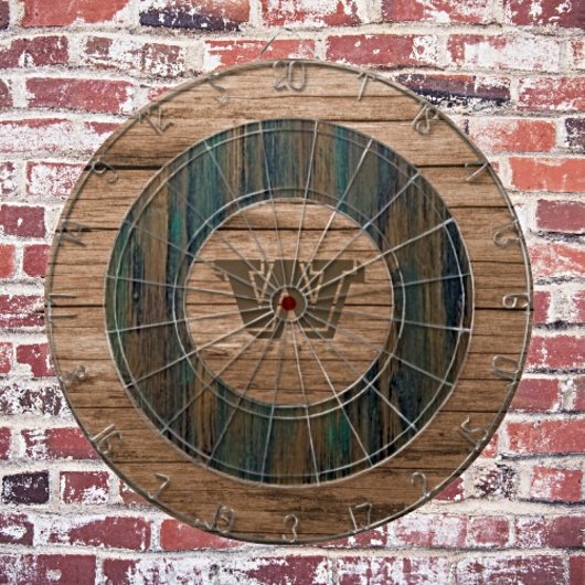 Retro Rustiek Monogrammed Hout Dartbord