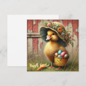 Retro rustieke eend met eieren boerderijhuisje feestdagenkaart (Voorkant / Achterkant)