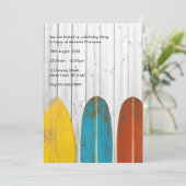 Retro Rustieke Surfer Beach Verjaardagsfeestje Kaart (Staand voorkant)