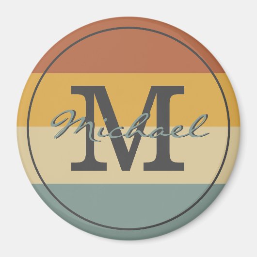 retro rustige naam initialen gepersonaliseerd magneet (Voorkant)