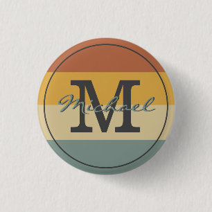 retro rustige naam initialen gepersonaliseerd ronde button 3,2 cm