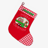 Retro RV Camper | Camping thema gepersonaliseerd Grote Kerstsok (Voorkant (Hangend))