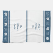 Retro RV Campers Family Name in Blue and White Theedoek (Horizontaal)