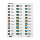 Retro RV en palmbomen Etiket (Full Sheet)