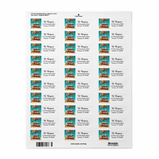 Retro RV en palmbomen Etiket (Full Sheet)
