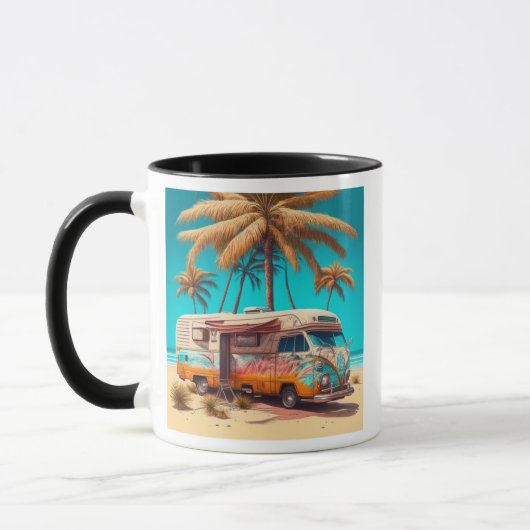 Retro RV en palmbomen Mok (Links)