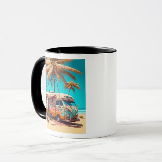 Retro RV en palmbomen Mok (Voorkant links)