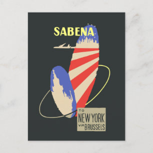 Retro Sabena Airlines naar New York via Brussel Briefkaart