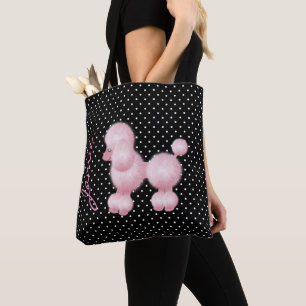 Rétro sac fourre-tout rose à coutume de caniche