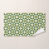 Retro Sage Green and Cream Daisy Checkerboard  (Serviette à main)