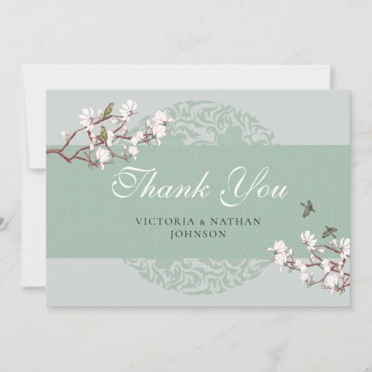 Retro Sage Green Chinoiserie Weddenschap Bedankt (Voorkant)