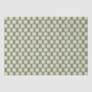 Retro Sage Green Daisies Floral Pattern Tissuepapier