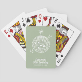 Retro Sage Green Disco Bal Verjaardag Gepersonalis Pokerkaarten