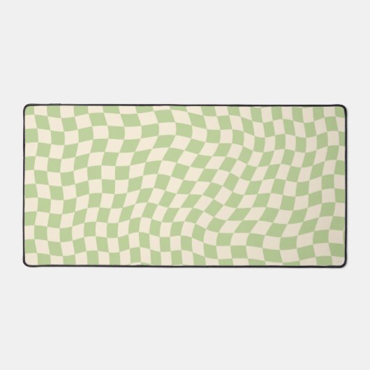 Retro Sage Green Wavy À damiers Motif (Recto)