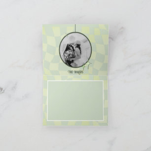 Retro Sage Green Wedding Bedankt Card Disco