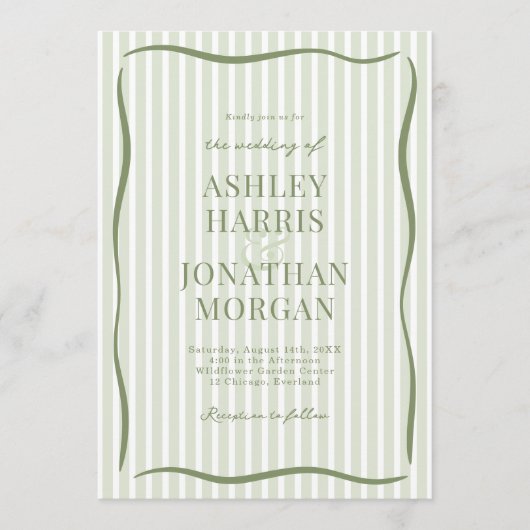 Retro Sage Green Wedding Kaart (Voorkant)