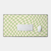 Retro Sage Groen Golvend geruit patroon Bureaumat (Keyboard & Muis)