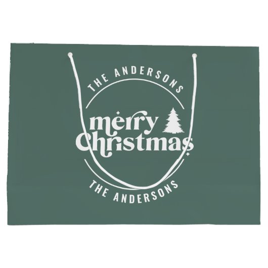 Retro Sage Groene Kerstmis Modern Minimaal Uniek Groot Cadeauzakje (Achterkant)