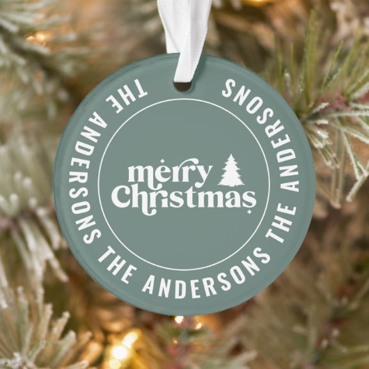 Retro Sage Groene Kerstmis Modern Minimaal Uniek Ornament (Boom)