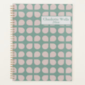 Retro Sage Pastel Mid Century Petals Gepersonalise Planner (Voorkant)