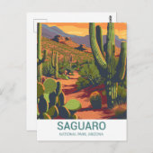 Retro Saguaro Schilderachtig Uitzicht Briefkaart (Voorkant / Achterkant)