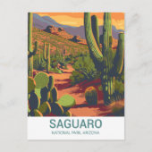 Retro Saguaro Schilderachtig Uitzicht Briefkaart (Voorkant)