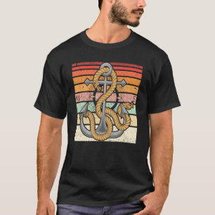 Retro Sail Boat Anchor Skipper Nautical Sailor Sai T-shirt