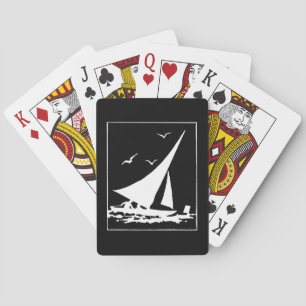 Retro Sailboat Silhouette Pokerkaarten