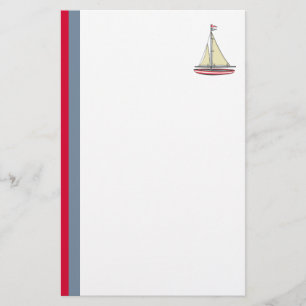 Retro Sailboot met strepen Briefpapier