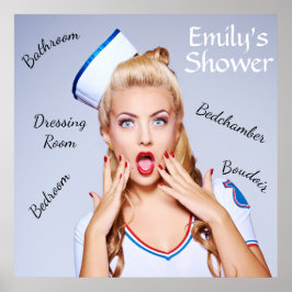 Retro Sailor Girl-Poster met bewerkbare tekst Poster