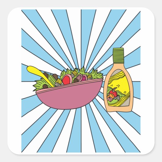 Retro Salad Dressing Vierkante Sticker (Voorkant)