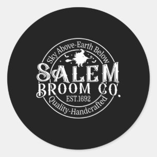 Retro Salem Broom Company Est 1692 Machusetts Hall Ronde Sticker