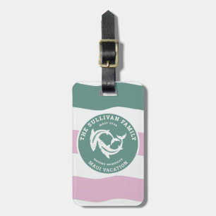 Retro Saliegroen Haaien Familie Vakantie Badge Bagagelabel