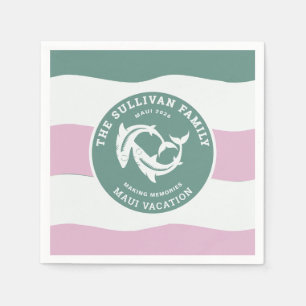 Retro Saliegroen Haaien Familie Vakantie Badge Servet