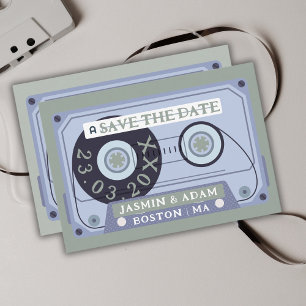 Retro saliegroene cassetteband Save The Date