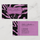 Retro Salon Spa Visitekaartje Zebra Roze (Voorkant / Achterkant)