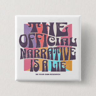 Retro samenzweringstheorie vierkante button 5,1 cm