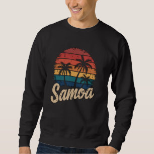 Retro Samoa, Leuke Tropische Zonsondergang en Palm Trui