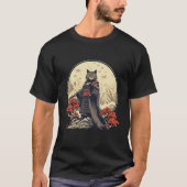 Retro Samurai Cat  Japanese Inspired Cat T-shirt (Voorkant)