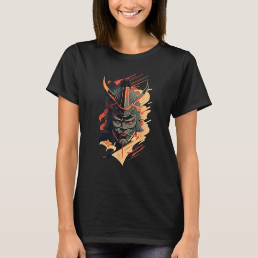Retro Samurai Masker Traditionele Japanse Strijder T-shirt (Voorkant)